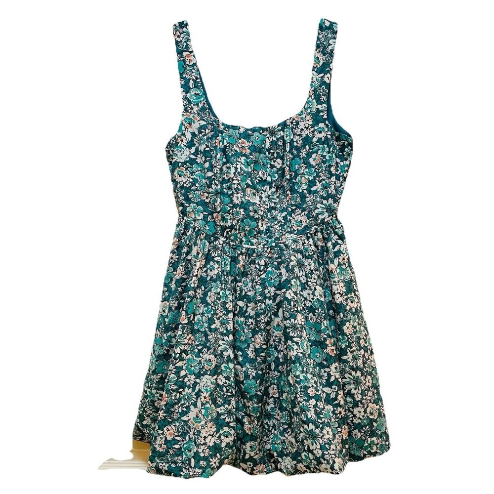 BAND OF THE FREE Green Floral Balloon Hem Sundress Sz M